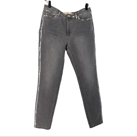 Soft Surroundings Ultimate Denim High-rise Foil Skinny Jeans Size 6 Gray 2DT79 - Picture 1 of 5